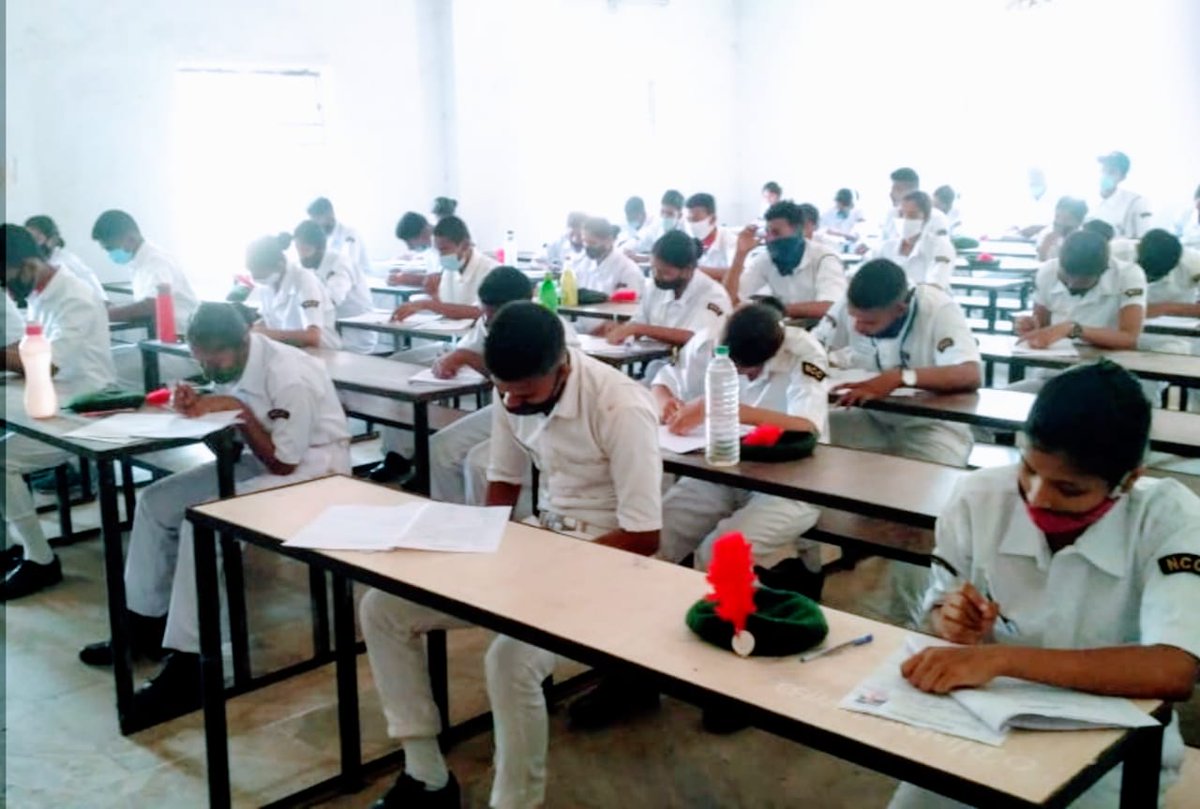 NCCDteOdisha's tweet photo. Amid escalating COVID situation and stringent norms in Odisha, B Cert exams of 4513 cadets conducted today in 13 centres with strict COVID Protocol in place. https://t.co/uTK3gpyutL
