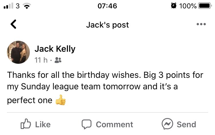 Soz mate, hope your birthday was decent though. 

⚽️ Daley Keers
⚽️ Peter Coutts