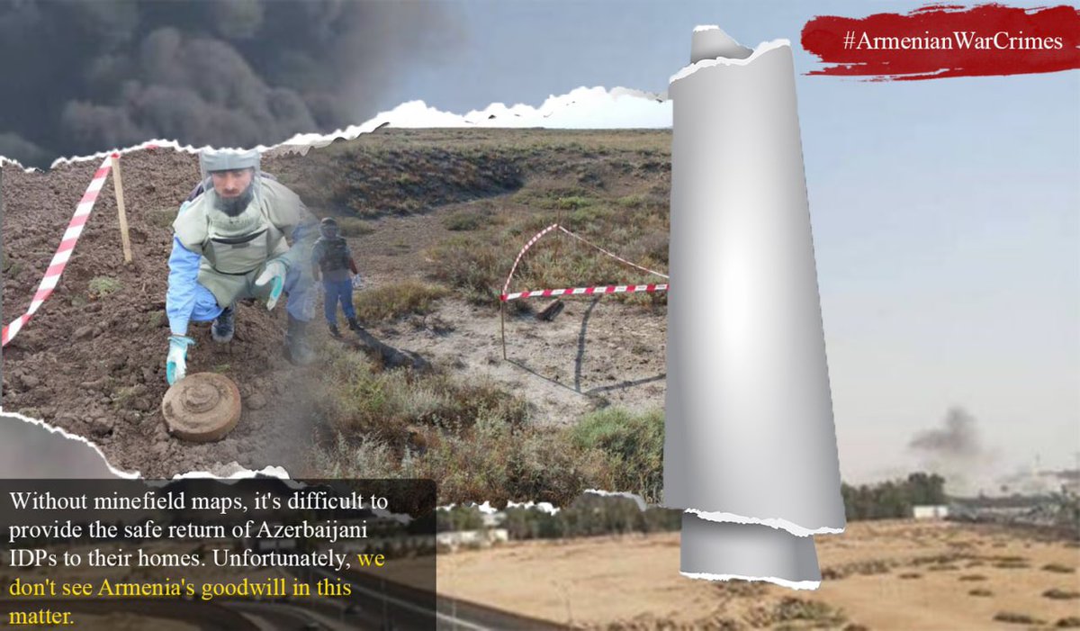 farida_rustamva's tweet photo. For about 30 years, Armenia has mined a large part of occupied territories of Azerbaijan. So, today main duty is to clear these territories of mines. #ArmenianWarCrimes #IMAD2021 #FreeUsFromLandMines https://t.co/76RHXQYgFa