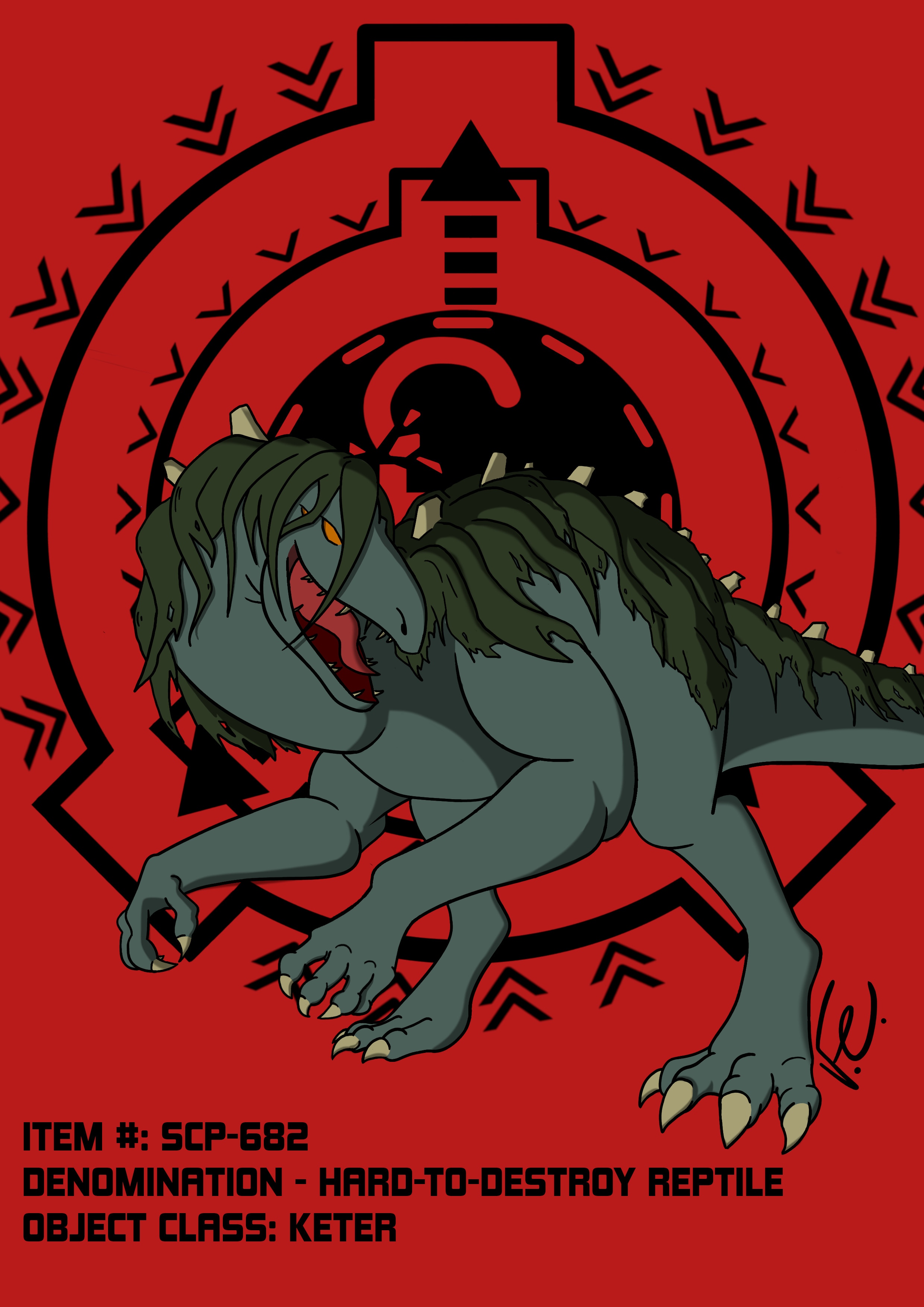 FrancisCastle on X: Today I post a drawing dedicated to one of my favorite  creatures of the S.C.P. Foundation, scp 682 also known as Hard to Destroy  Reptile. #drawing #art #fanart #digitalart #