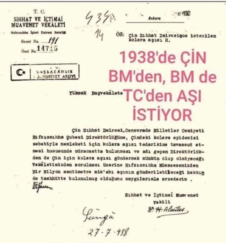 ANKARALI330's tweet photo. ESKİ TÜRKİYE 🇹🇷

Yıl 1938 Kolera Salgını dünyayı perişan ediyor. ATATÜRK TÜRKİYE'si aşılarını kendi yaptığı gibi, Dünya ülkelerine de gönderiyor. https://t.co/kCqr5t5vzq