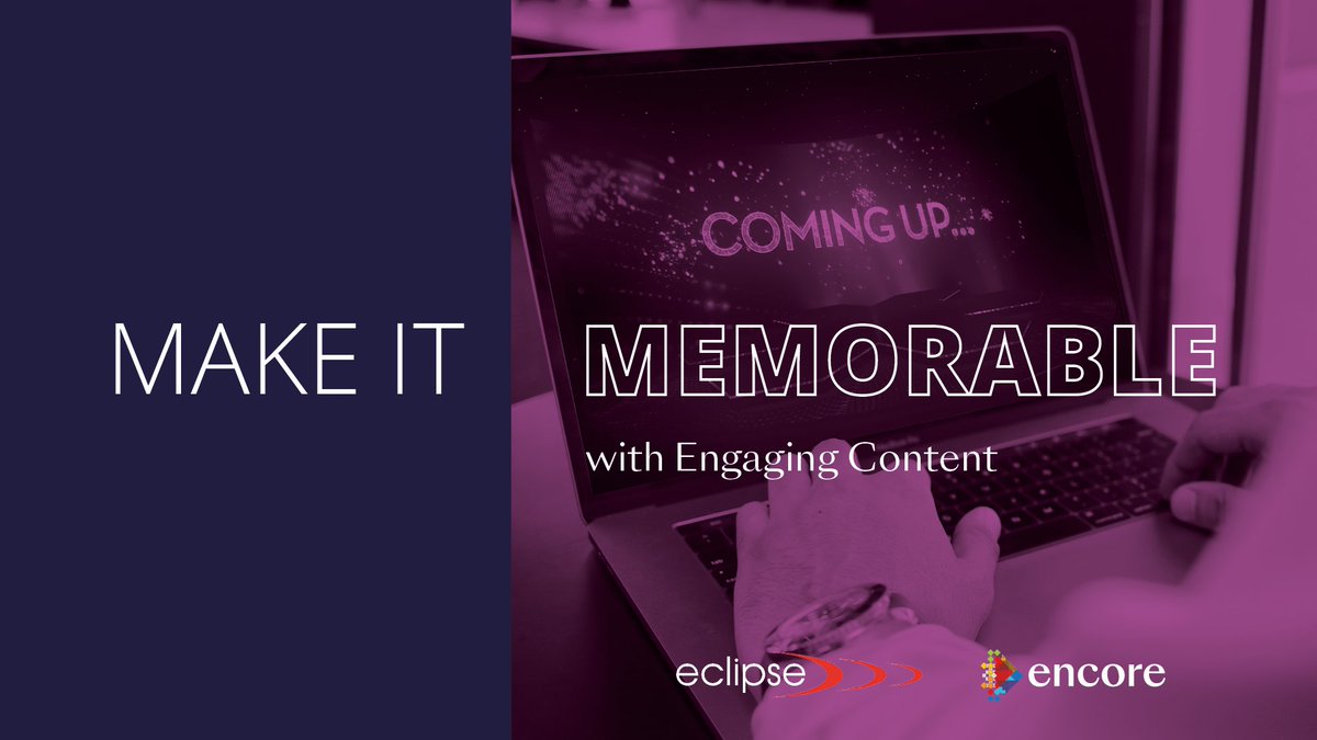 MAKE IT VIRTUAL // Content still reigns supreme! In fact it's one of the most important considerations for the success of your #virtualevent.  Want to know more? 
bit.ly/3rDMZhq
#MakeitEncore #corporatemeeting