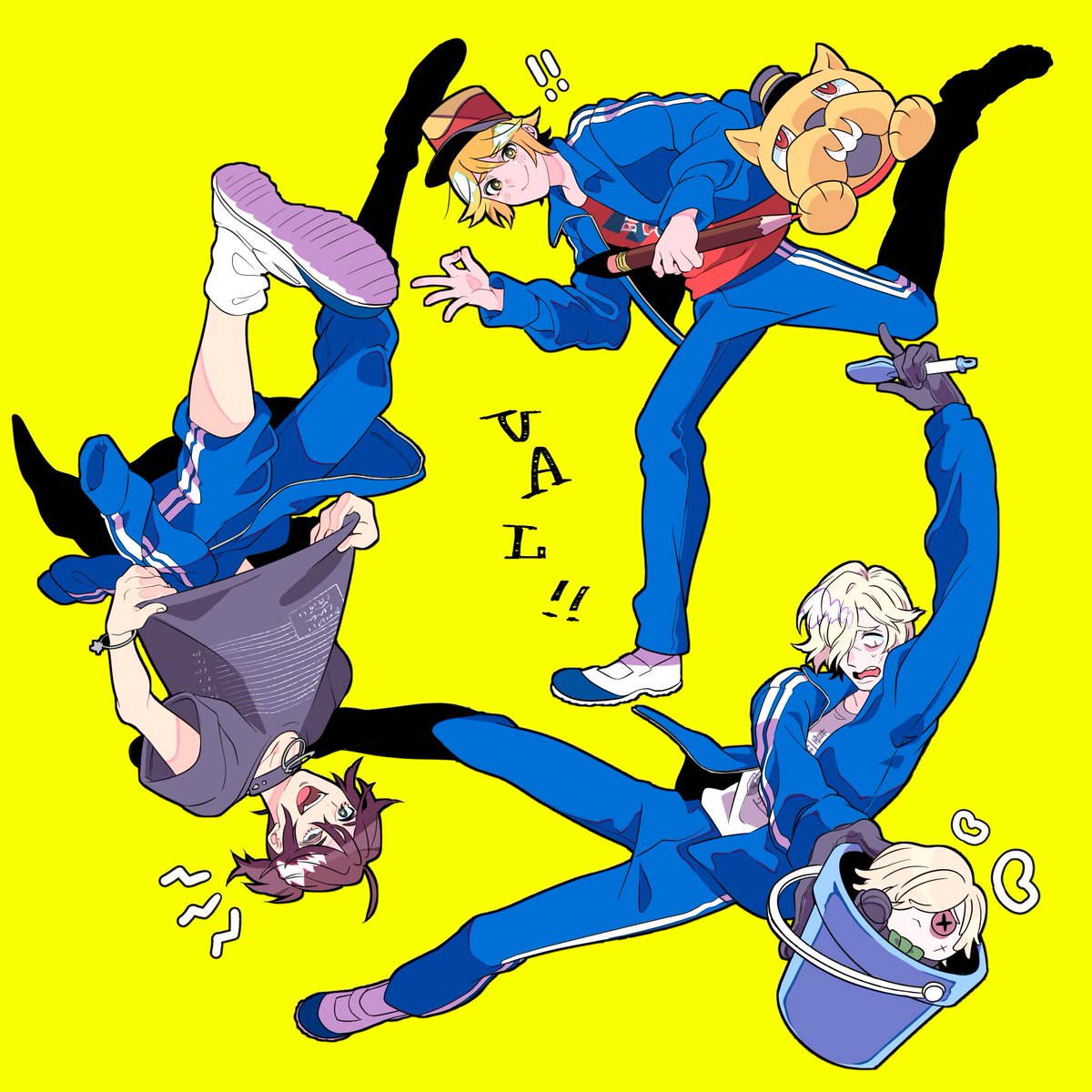 「舞台VALのジャージ着たVAL組 」|🐔ふちかたつー🐔のイラスト