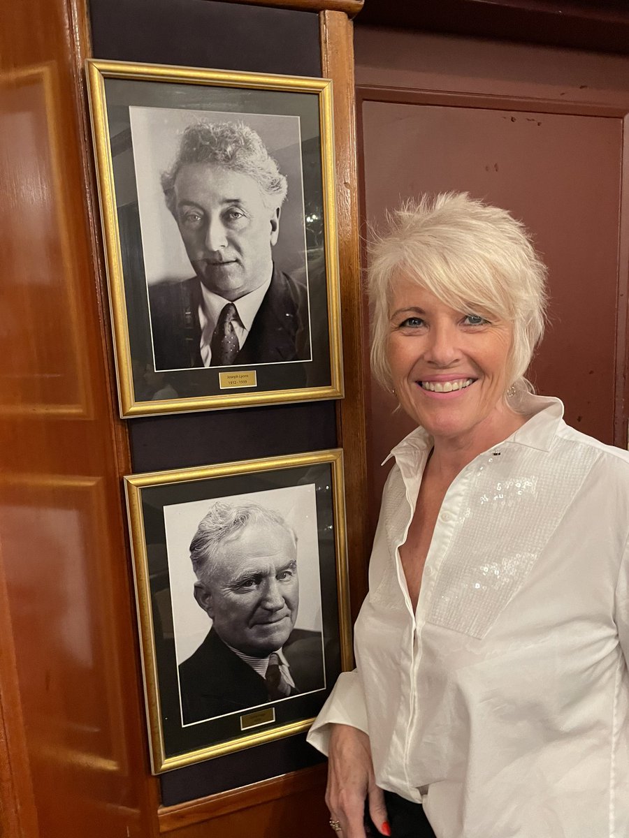 So that fellow in the top photo is Joe Lyons - my grandfather 10th #primeministerofaustralia. Unexpectedly discovered tonight at @kirribillihotel . So very proud 🥲