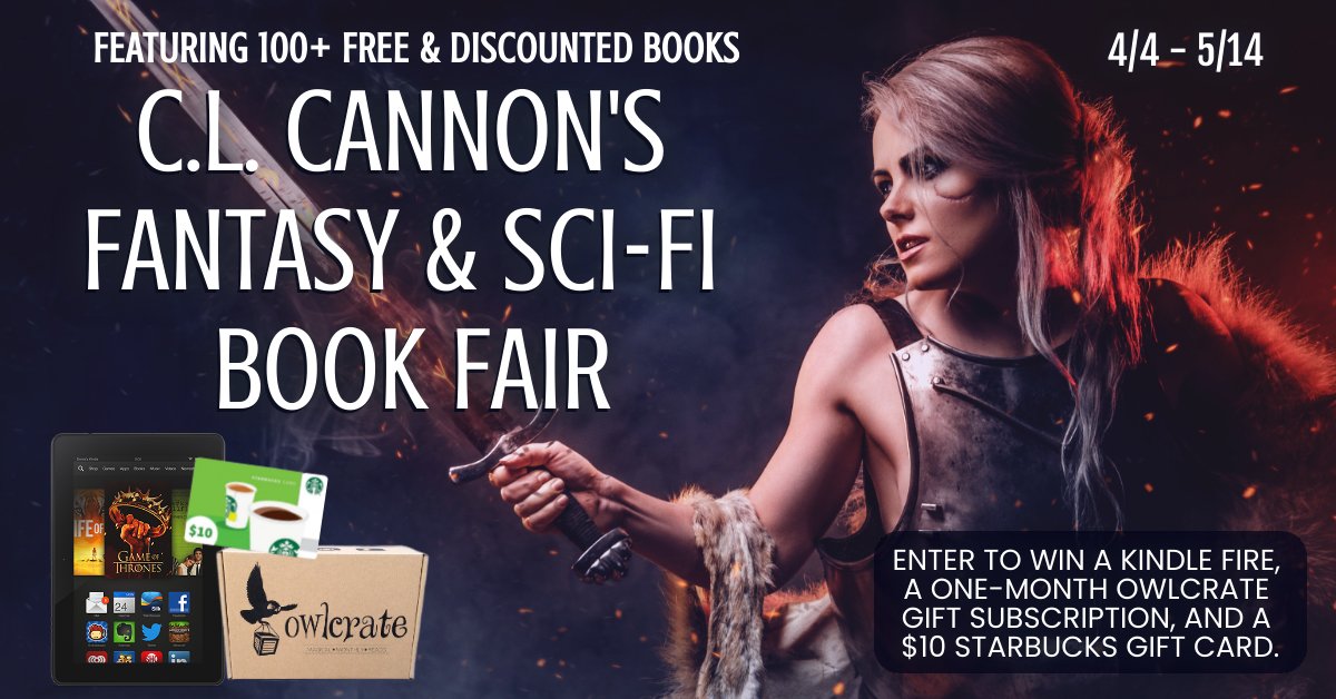 CLCannonAuthor's tweet photo. 👀Looking for some #bookish deals?📚Our #Fantasy &amp; #Scifi book fair has over 150 free &amp; discounted books + KU finds! There's also a HUGE #giveaway! 
🚀View the fair here: https://t.co/6K5S5WNrdt ⚔️  
#Win a #KindleFire, 1-month subscription to Owlcrate, &amp; a $10 #Starbucks gc!📚 https://t.co/6lj6OR84bx