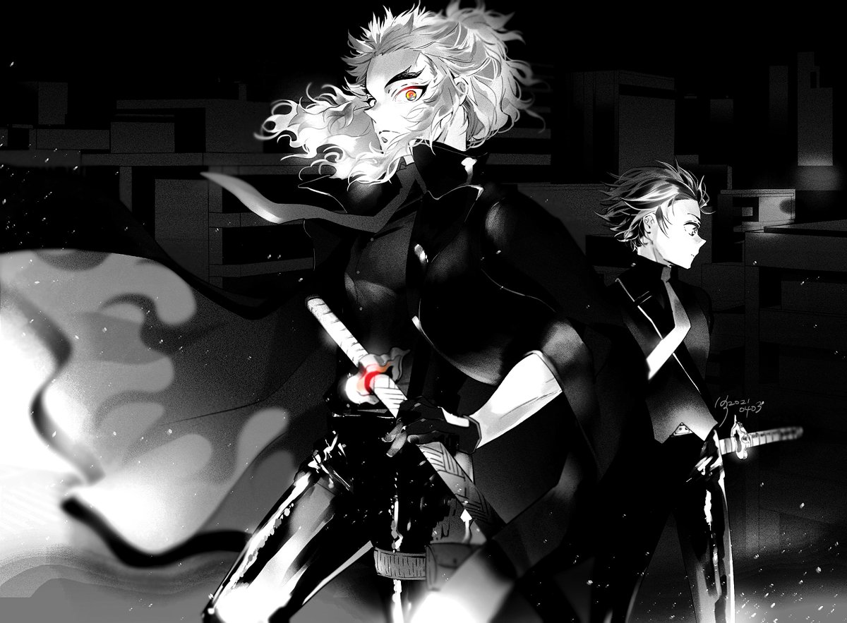 煉獄杏寿郎 「Monochrome 」|穂積➰🏀のイラスト
