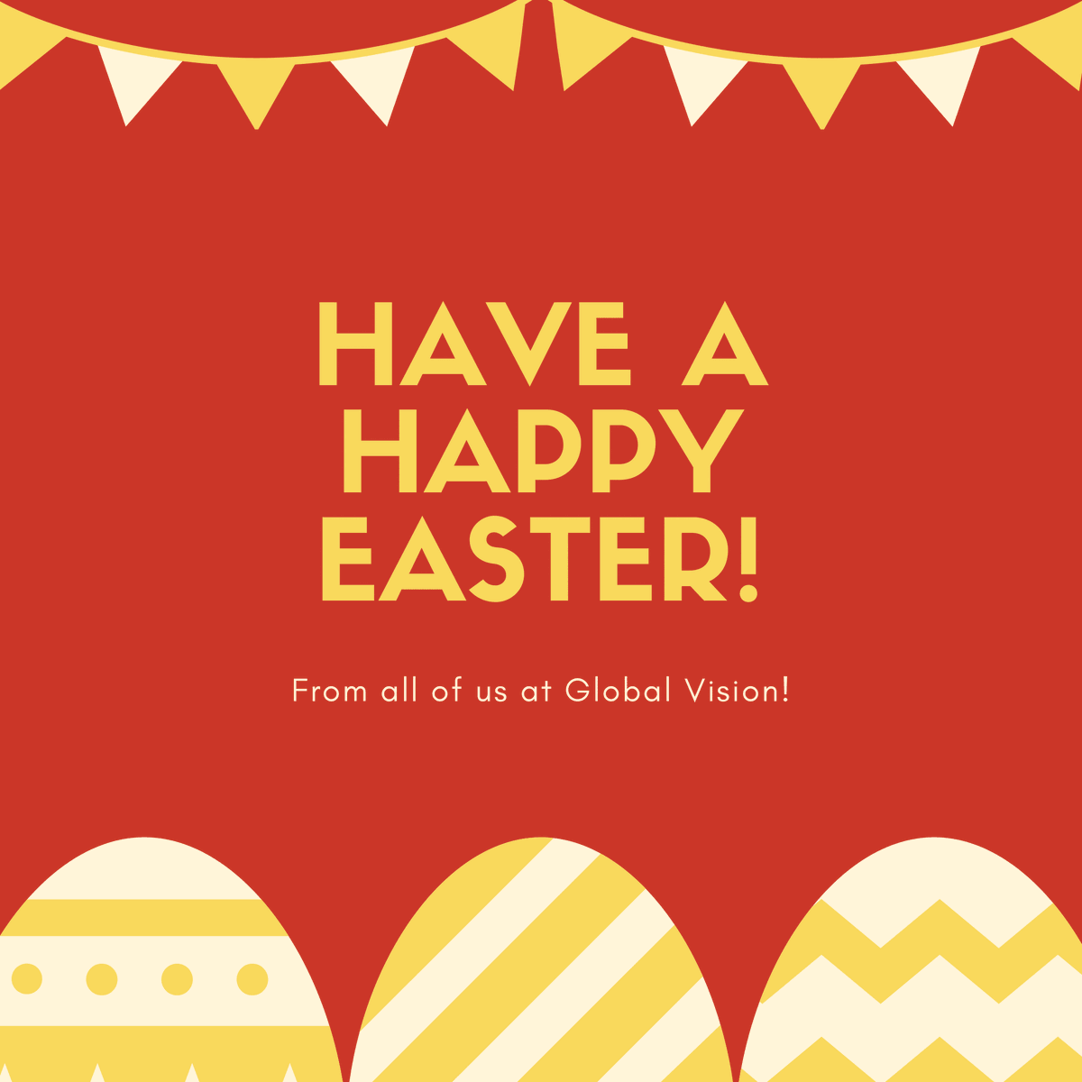 globalvision's tweet photo. We hope everyone has a great Easter weekend from all of us at Global Vision! 🥚🍫🐇 https://t.co/MAbNXBjWOY