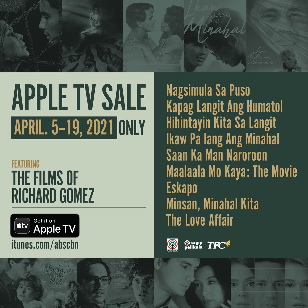 lpk325's tweet photo. The films of Richard Gomez are in focus this April on Apple TV. #SagipPelikula #ABSCBNFilmRestoration #ABSCBNiTunes https://t.co/n5Pr5gULIK