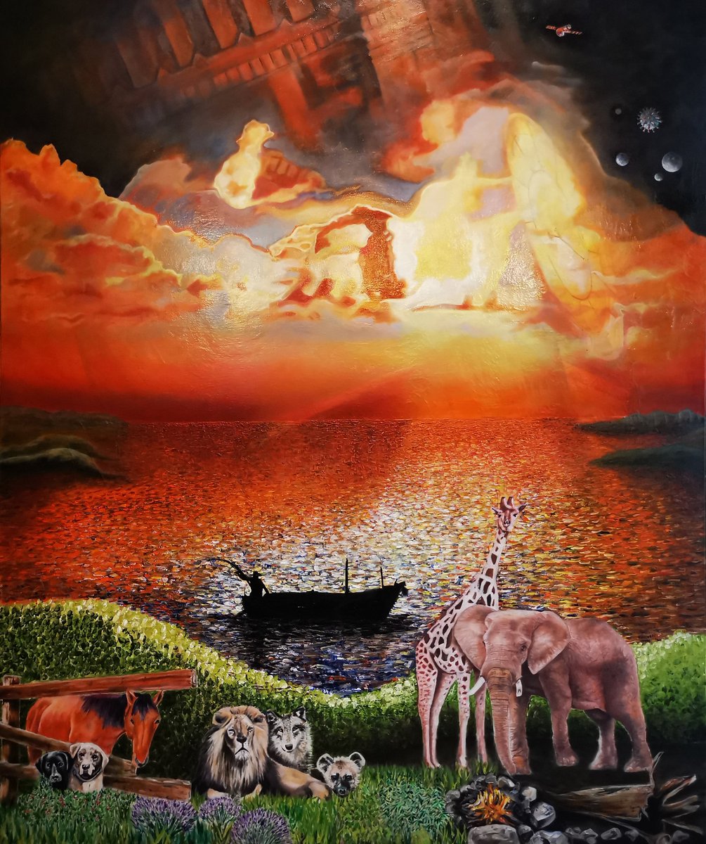 My latest oil painting.
Painted through Lockdowns. 

Title: The Meaning of Life and the Wizard Man’

Click on website for its discription/bible
glenndavison.co.uk

#jennyeclair1960
#diana_artist_curator
#chanel4
#ferensartgallery
#Glenndavison
#drawersoff
#99worldartists