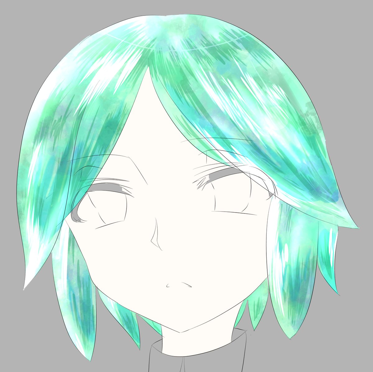 phosphophyllite 1other solo green hair androgynous short hair grey background simple background  illustration images