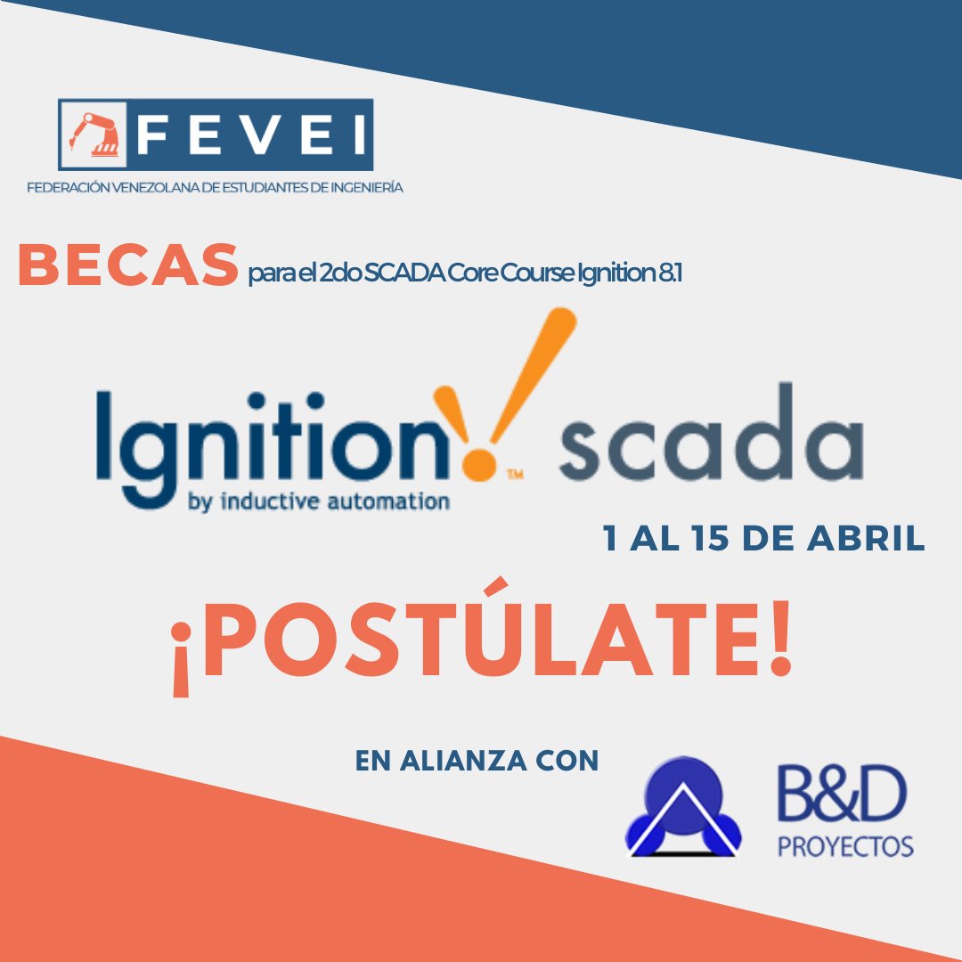 FacIngenieriaUC's tweet photo. La Federación Venezolana  de Estudiantes de Ingeniería  invita a:

Postularse  para el 2do SCADA Core Course Ignition 8.1🚀

LINK de registro en la BIO 👇🏷️

https://t.co/F1WVc9JumJ https://t.co/SpnGGzHojm