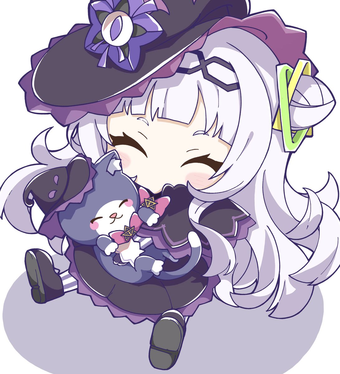 murasaki shion 1girl witch hat hat long hair closed eyes single side bun hair bun  illustration images