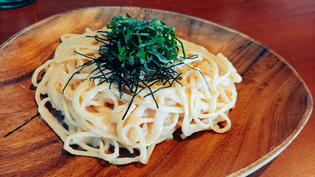 matsus1016's tweet photo. 「明太子クリームパスタ」
「ボロネーゼバケット」
「十兵衛プリン」　　　　　@十兵衛(宇部)

パスタ専門店、全パスタをコンプリートしたい https://t.co/8pGWp9kK2h