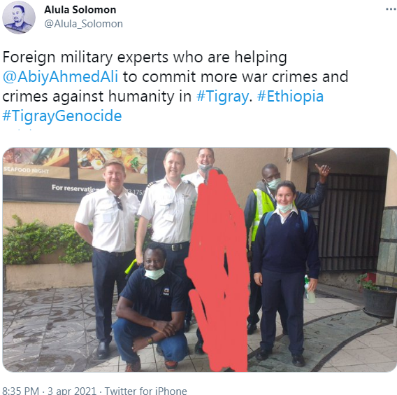 ErGhimel's tweet photo. TPLF referent in US who through his tv TMH, not enough of the lies he spreads that incite violence against civilians in #Ethiopia, has now moved to spread other lies concerning civilians & simple workers of #solenta aviation #SouthAfrica.
#Eritrea @eu_eeas @JosepBorrellF @FoxNews https://t.co/Zo4HWomNc2