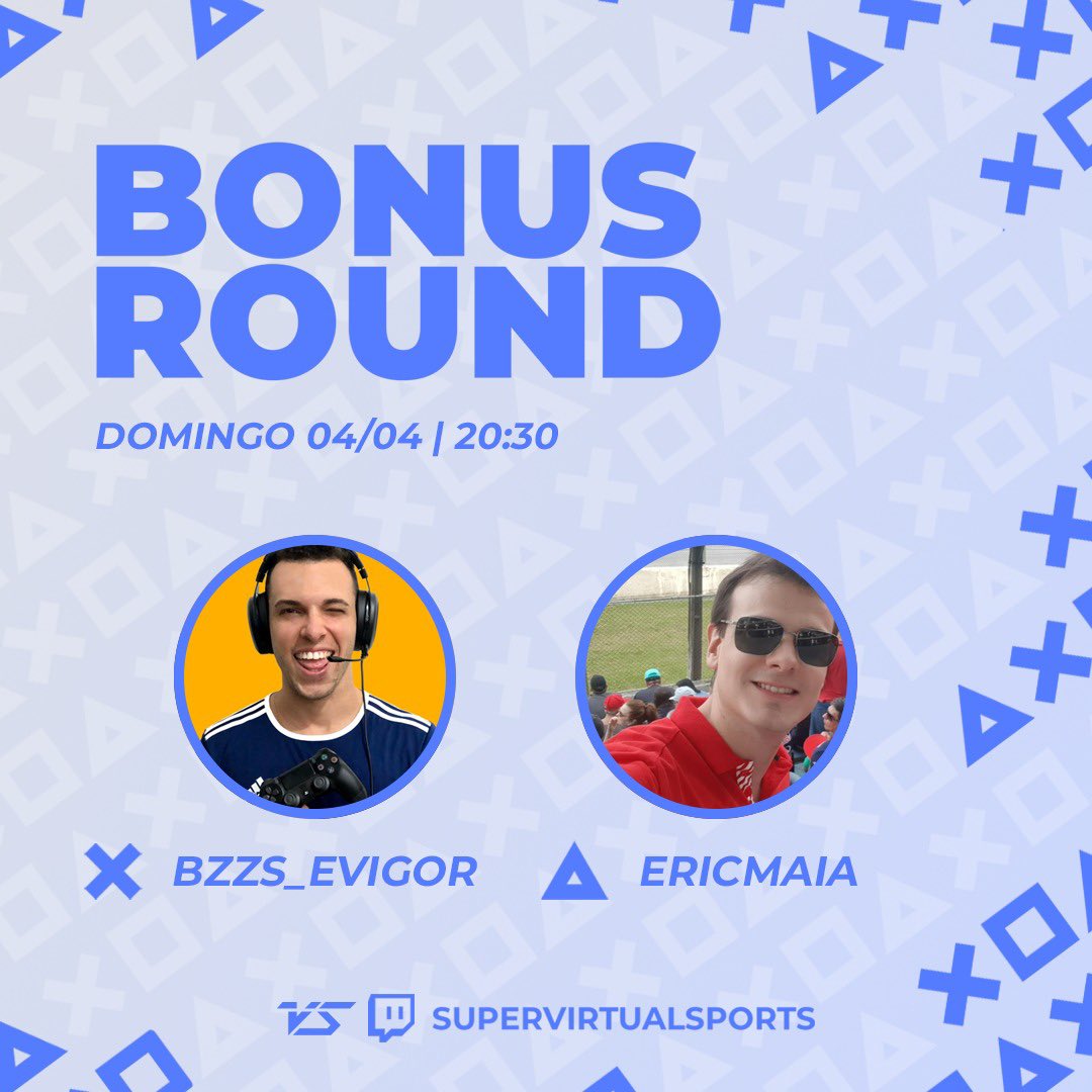 Hoje tem Bonus Round de Páscoa com dois grandes convidados! @bzzs_evigor que foi comprado campeão da Copa do Brasil com o @bzzsgaming e @ericgvmaia piloto tri-campeão da F1 Elite é sócio da SVS! #proclubs #ps4 #superVs #BonusRound #live