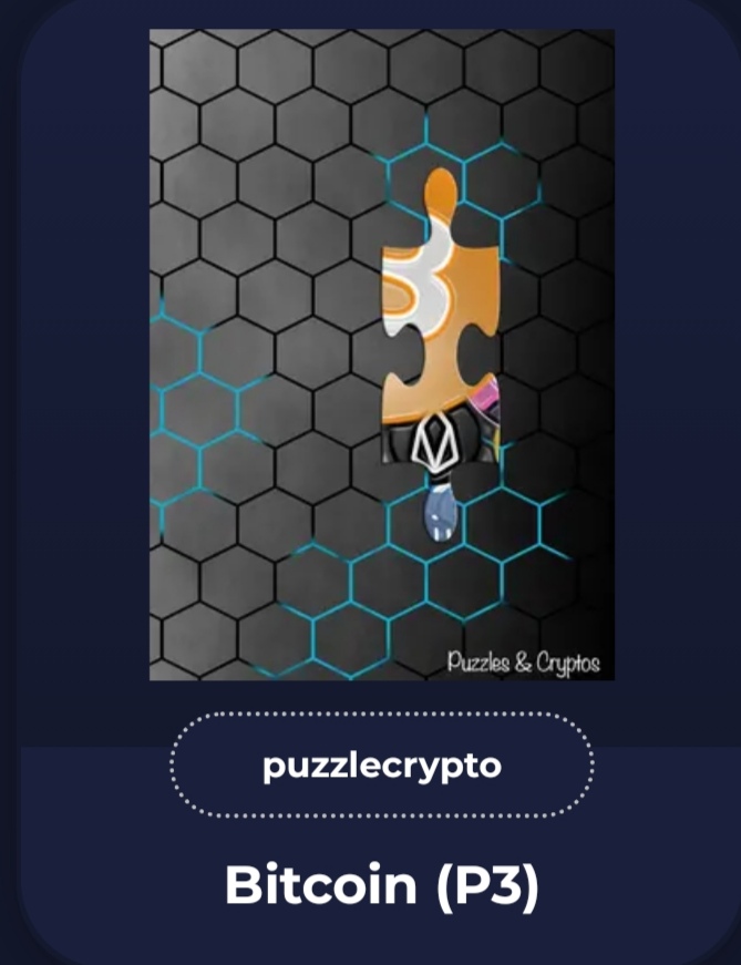 PuzzlesCryptos's tweet photo. Let's collect more pieces for completing your #bitcoin nft puzzle.

Join us at our telegram channel.
https://t.co/oNTQjFYwNp

#NFT #cryptoart  #nftcollector #NFTcomunity https://t.co/EucT2amXvE