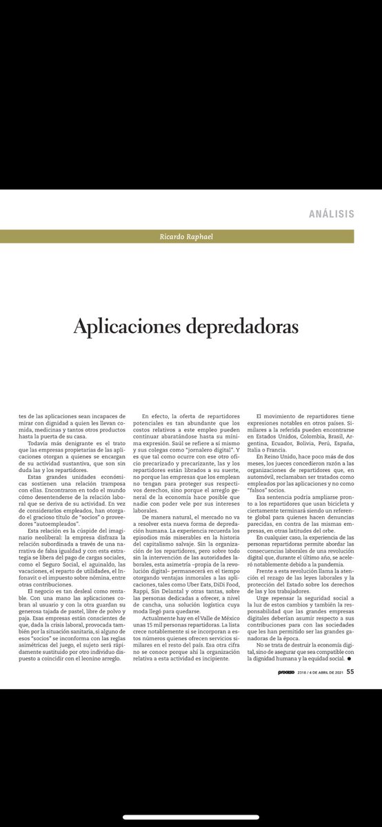 ricardomraphael's tweet photo. La depredación de las aplicaciones digitales dedicadas al servicio de reparto. Mi columna de esta semana en @proceso https://t.co/56ibcWoMrj