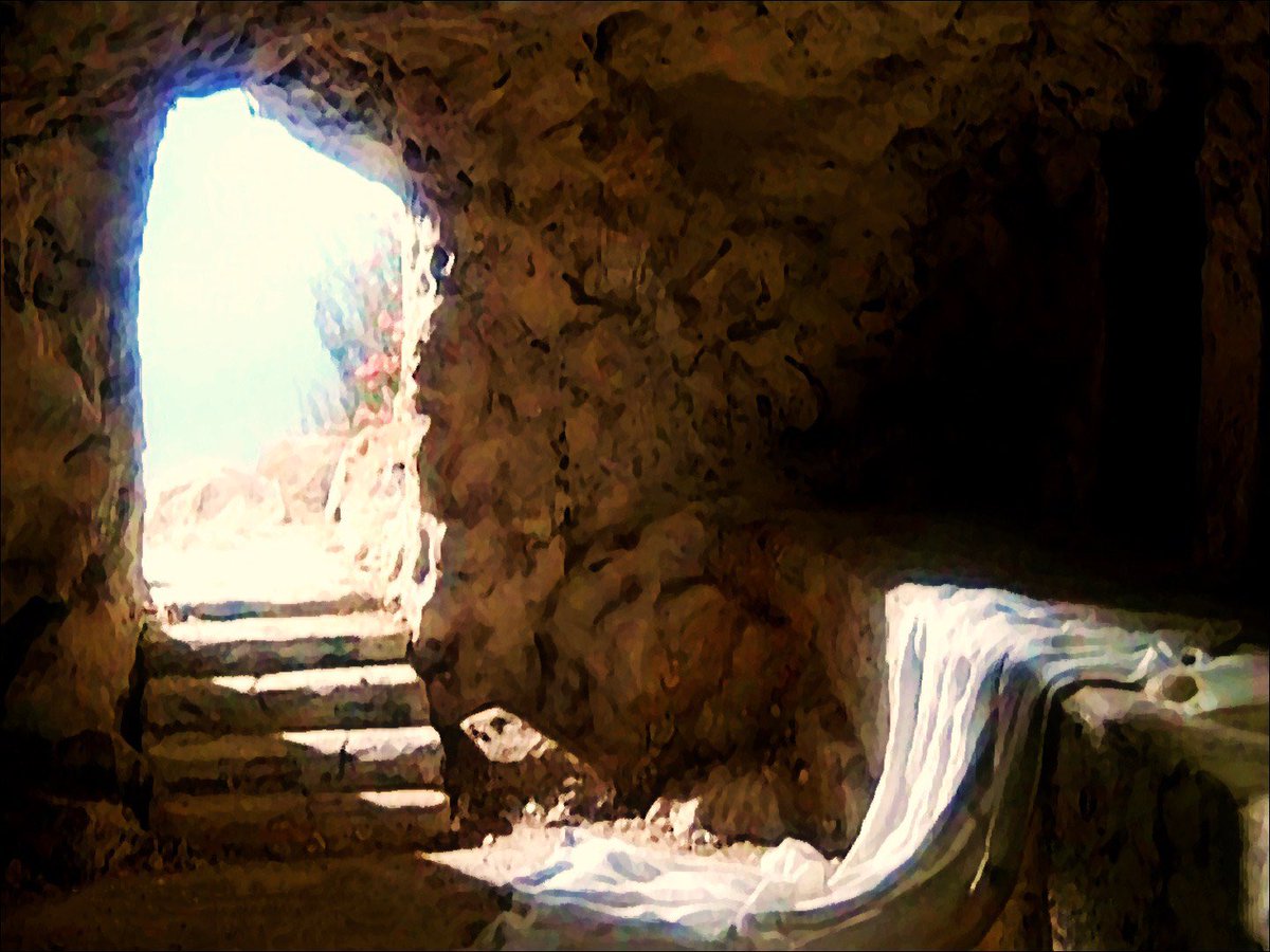 samoosterhoff's tweet photo. “And entering the tomb, they saw a young man sitting on the right side, dressed in a white robe, and they were alarmed. 

And he said to them, “Do not be alarmed. You seek Jesus of Nazareth, who was crucified. He has risen; he is not here. See the place where they laid him.” https://t.co/2jEpEJ4OIA