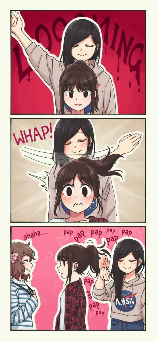 A short comic about hanging out with my gf. She's a lot shorter than me, which puts her ponytail at prime papping height. It's so satisfying... 