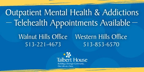 talberthouse's tweet image. Talbert House is here for you.

If you're in need of mental health or addiction services, including medication-assisted treatment (MAT), we have easy-to-use telehealth options and safe in-person appointments. To schedule an appointment, simply call one of our offices!