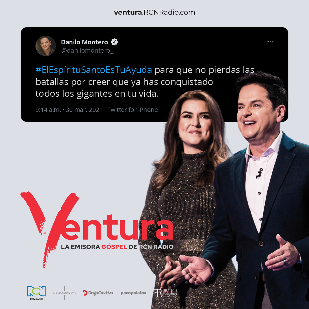 #ElEspírituSantoEsTuAyuda para que no pierdas las batallas por creer que ya has conquistado todos los gigantes en tu vida." Escucha a <a href="/DaniloMontero_/">Danilo Montero</a>  en #Ventura la emisora góspel de RCN Radio #EspírituSanto #Sabiduría ventura.rcnradio.com