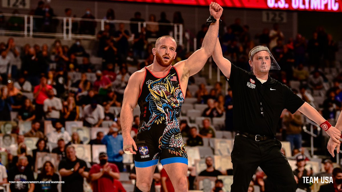 Kyle Snyder wrestling at U.S. Olympic Team Trials. 
