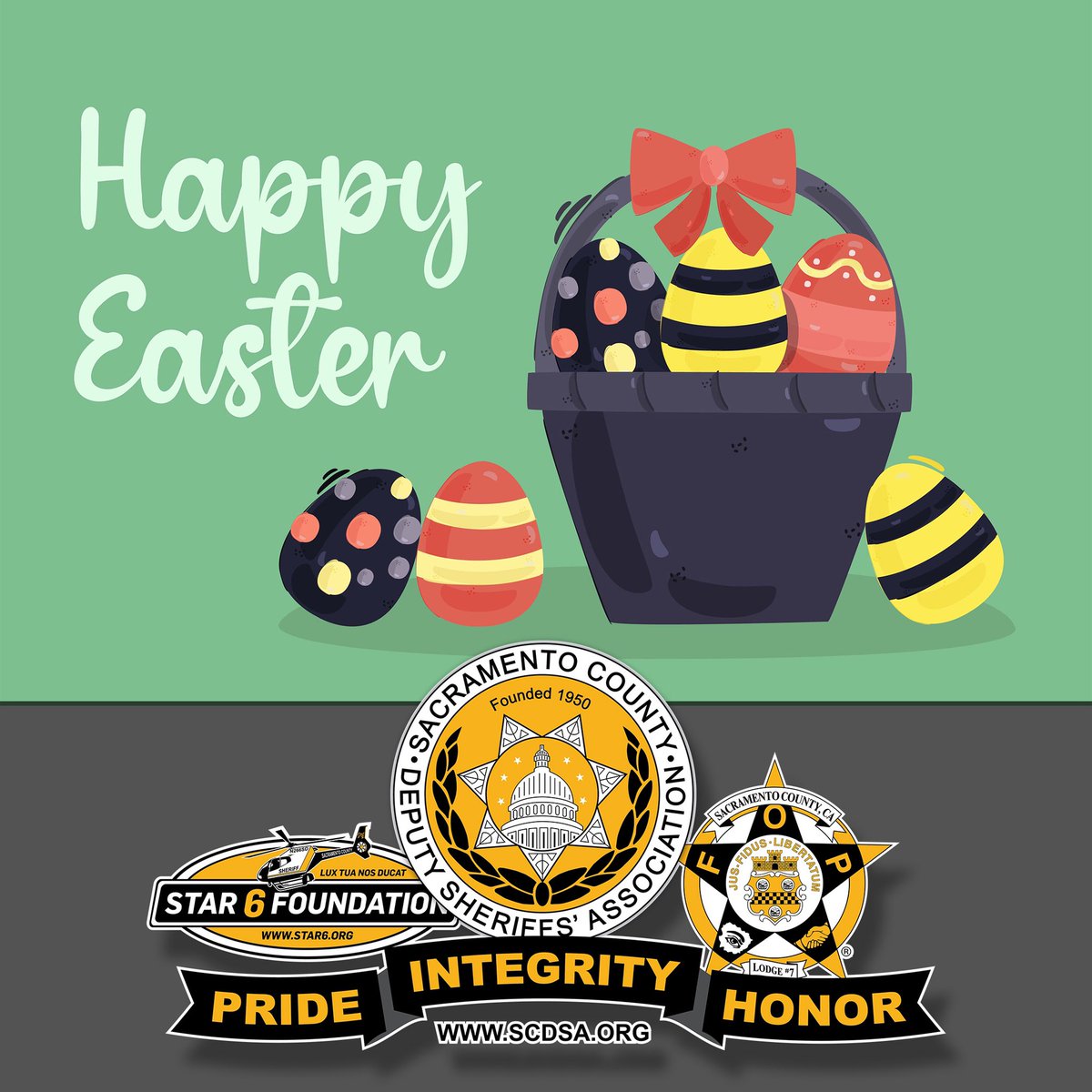 SACDSA's tweet image. Happy Easter! To our members who missed the Easter Bunny because they are working, thank you for your dedication to keeping Sacramento County safe 24/7 💙🚔
