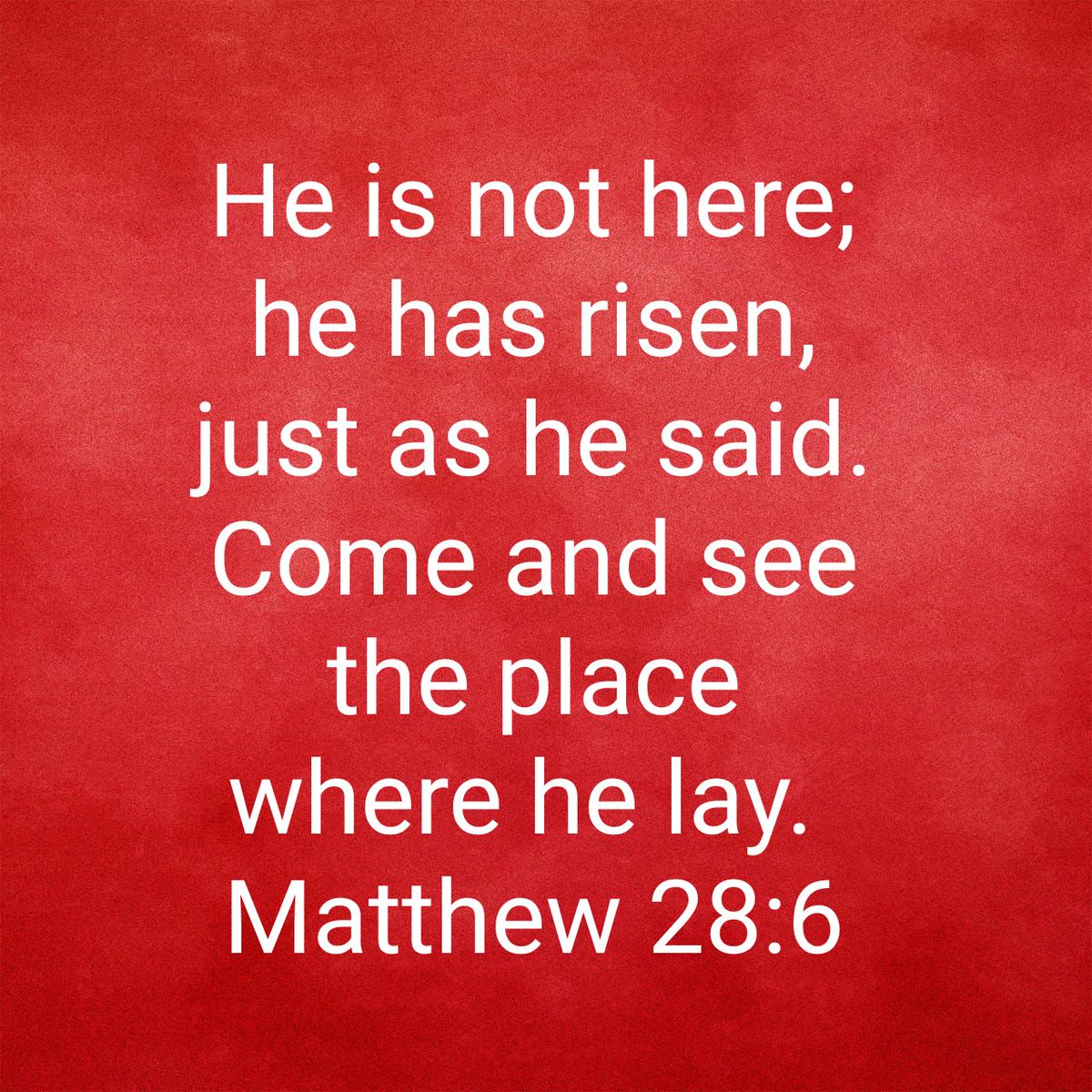 He is not here; he has risen, just as he said. Come and see the place where he lay.
Matthew 28:6 NIV

matthew.bible/matthew-28-6