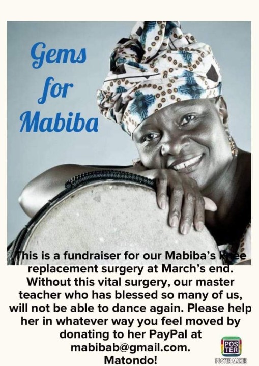 Our beloved maestra #MabibaBaegne has undergone a much needed knee replacement surgery and will be unable to teach to support herself. Show her our love and support in her time of need, let her know that we are there for her. ❤ 

#WomenDrummers
#CongoleseDance
#FemaleDrummers