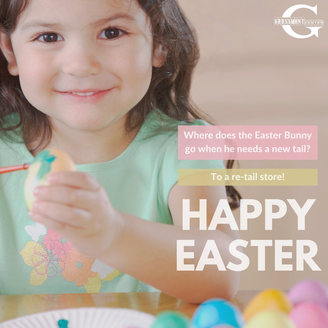 Shop for anything and everything at Grossmont Center, where there are over 100 stores to meet your needs! HAPPY EASTER! 🐣 🐇 🌷