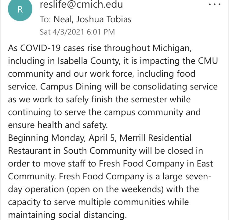“Since covid is on the rise, we feel it’s best to put multiple communities into one dining hall for safety” https://t.co/ALSI43wtOO