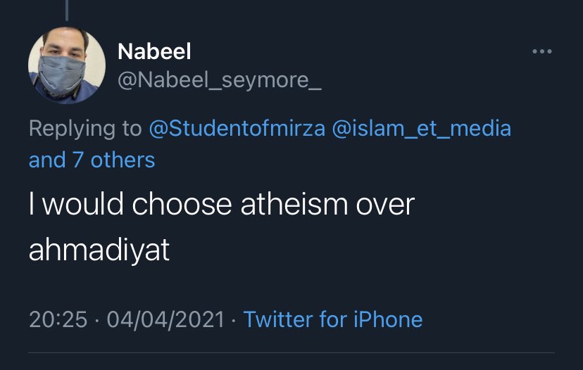 islam_et_media's tweet photo. They would rather reject Allah than accept the Imam Mahdi (as)!

This is the extent of anti-Ahmadiyya hatred; the result of years of brainwashing by their so-called scholars. 

Their “Ummah” is full of such people. Many others don’t mind being in the same “Ummah” as them.

Shame. https://t.co/FoIFhgN7jr