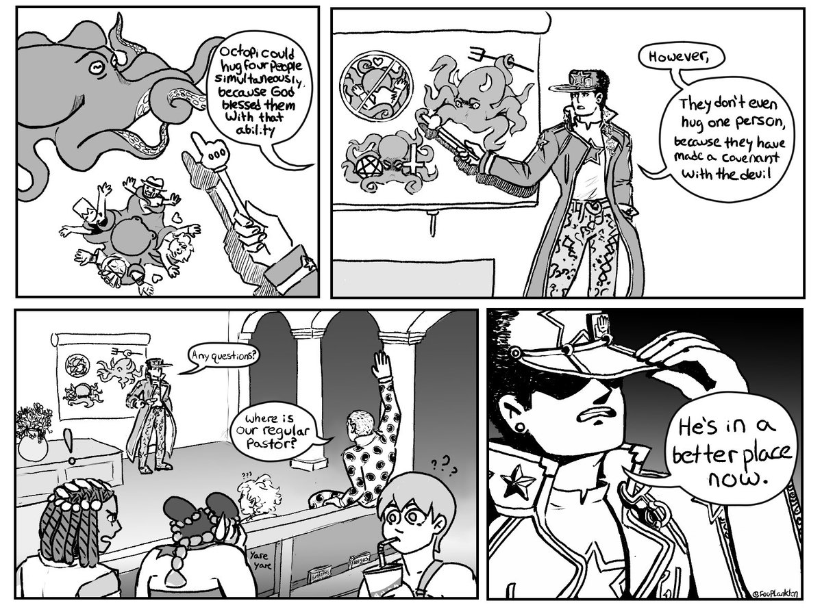 fooplankton's tweet photo. Still working on my new stone ocean picture but I just remembered this really old comic and wanted to repost it bc god I love part 6 https://t.co/3X9BjHNJHg