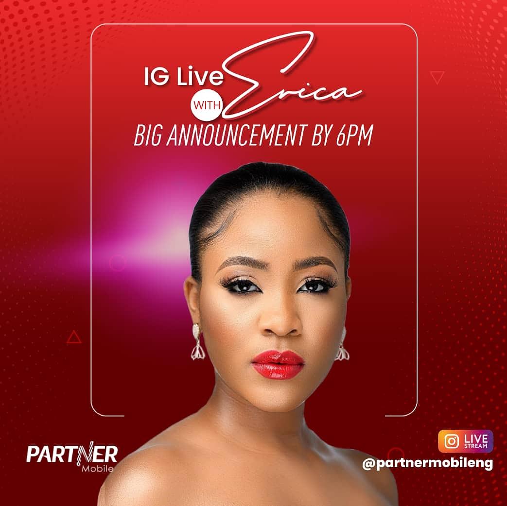 partnermobileng's tweet photo. Join us Live on Instagram by 6pm as our Star Girl makes a Big Announcement!!
You surely don't want to miss this one 😉.
See you by 6pm!!
#SomethingIsLoading😎
#bignews
#bigannouncement
#PartnerWithErica https://t.co/4PDej3PV8G