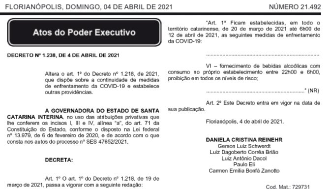 raphaelfaraco's tweet photo. DECRETO DE SC!!! 
Agora é oficial. Medidas (atuais) prorrogadas até 12/4. 

MUDANÇA: venda de bebidas alcoólicas com “consumo no estabelecimento” proibidas das 22h até 6h. Antes o impedimento era a partir das 18h. https://t.co/puoSCUJaXf
