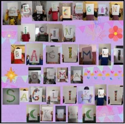 Öğrencilerimizin hazırladığı harflerle sloganımızı oluşturduk