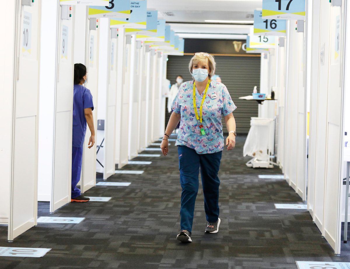 COVID-19 vaccinations are happening all around the country today. Some pictures from the <a href="/AVIVAStadium/">AVIVA Stadium</a> where people with an underlying medical condition and very high risk got their #CovidVaccine. #HoldFirm