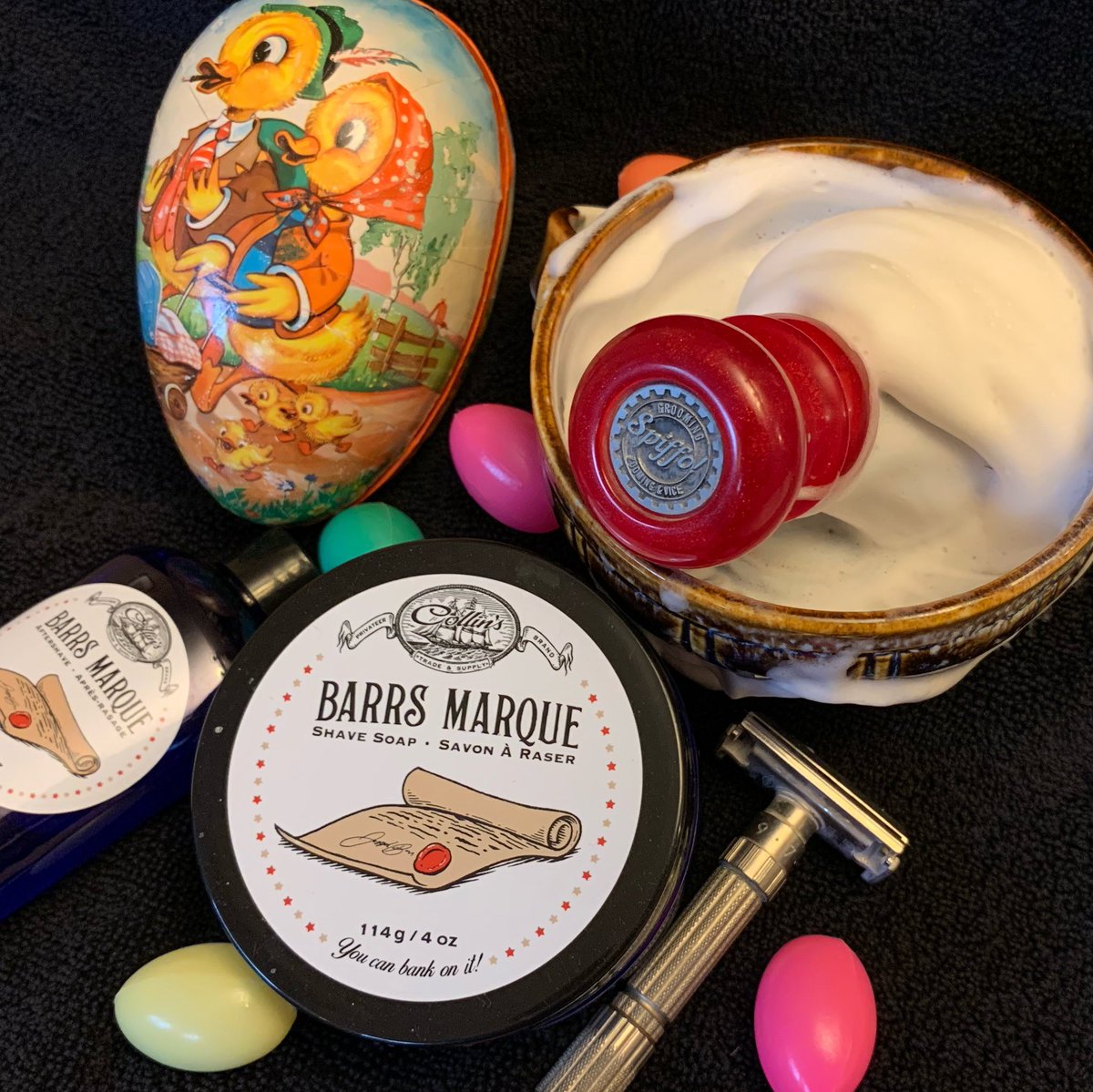 Hope the bunny found you! Happy Easter, all! #spiffo #spiffoman #shaving #wetshaving #wetshaver #shave #shavingculture #shavelikeaboss #sotd #shaveoftheday #shavingsoap #sundayshave #greatshave #cleanshaven #easter #happyeaster #shavesoap #shavingbrush #dailyshave #eastershave