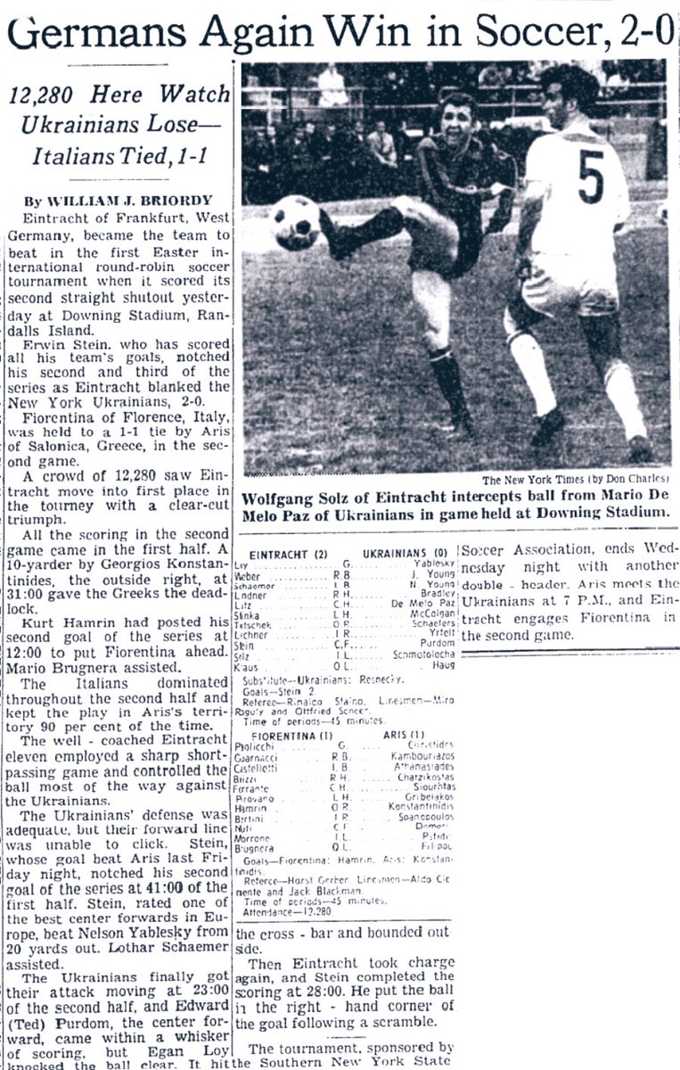 BSHarchive's tweet photo. โThe first international #EasterSoccer tournament in New York will get under way at Randalls Island Stadium on Thursday night, April 15, 1965...โ
Fiorentina of Italy won the tournament.
#Easter โฝ๏ธ https://t.co/MWDepegab3