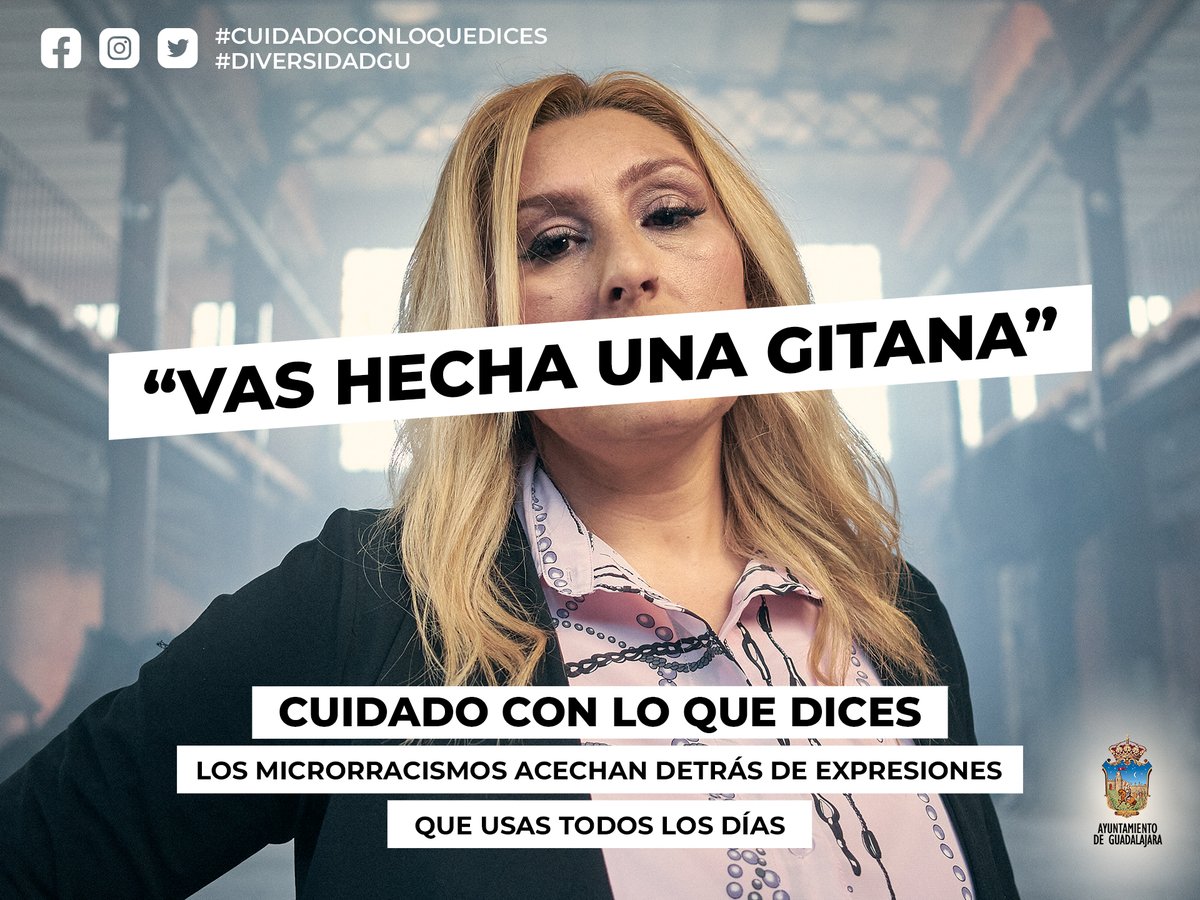 GuadalajaraAyto's tweet photo. 😥"Trabajo como un negro"; "Vas hecha una gitana..." son expresiones que estigmatizan y perpetúan situaciones de discriminación social 😔

👉Cuidemos nuestro lenguaje para crear una sociedad más respetuosa e igualitaria para toda la ciudadanía
#CuidadoConLoQueDices #DiversidadGU https://t.co/emq3rMVMcw