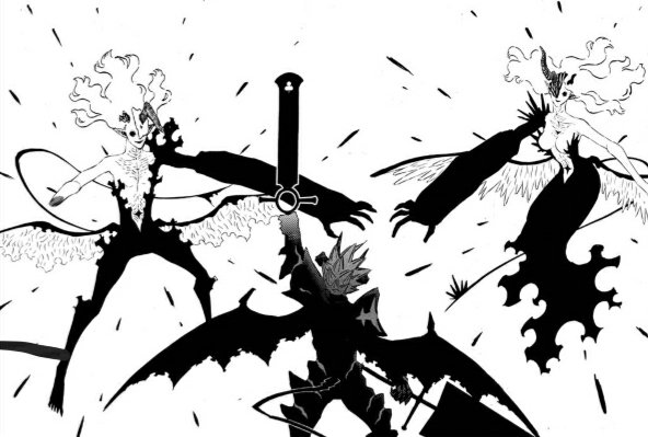 klausbryan39's tweet photo. Bueno con esto se confirma mi teoría. Cada espada la dará un forma diferente al Devil Union Mode. Como puede ver el lado en el cual agarra Demos Destroyer la armadura a cambiado totalmente mientras su lado derecho sigue igual.
#BC288 #BlackClover288 https://t.co/KBZCbSbsRw