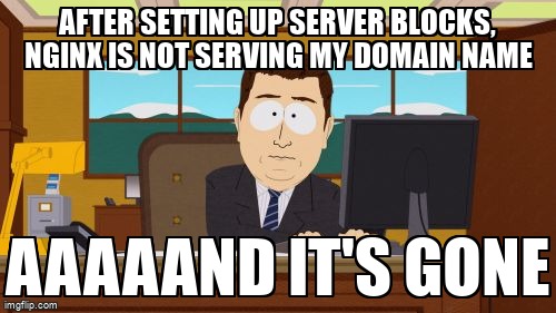 overflow_meme's tweet image. After setting up server blocks, Nginx is not serving my domain name stackoverflow.com/questions/6694… #webserver #nginxreverseproxy #nginx #digitalocean #webdeployment