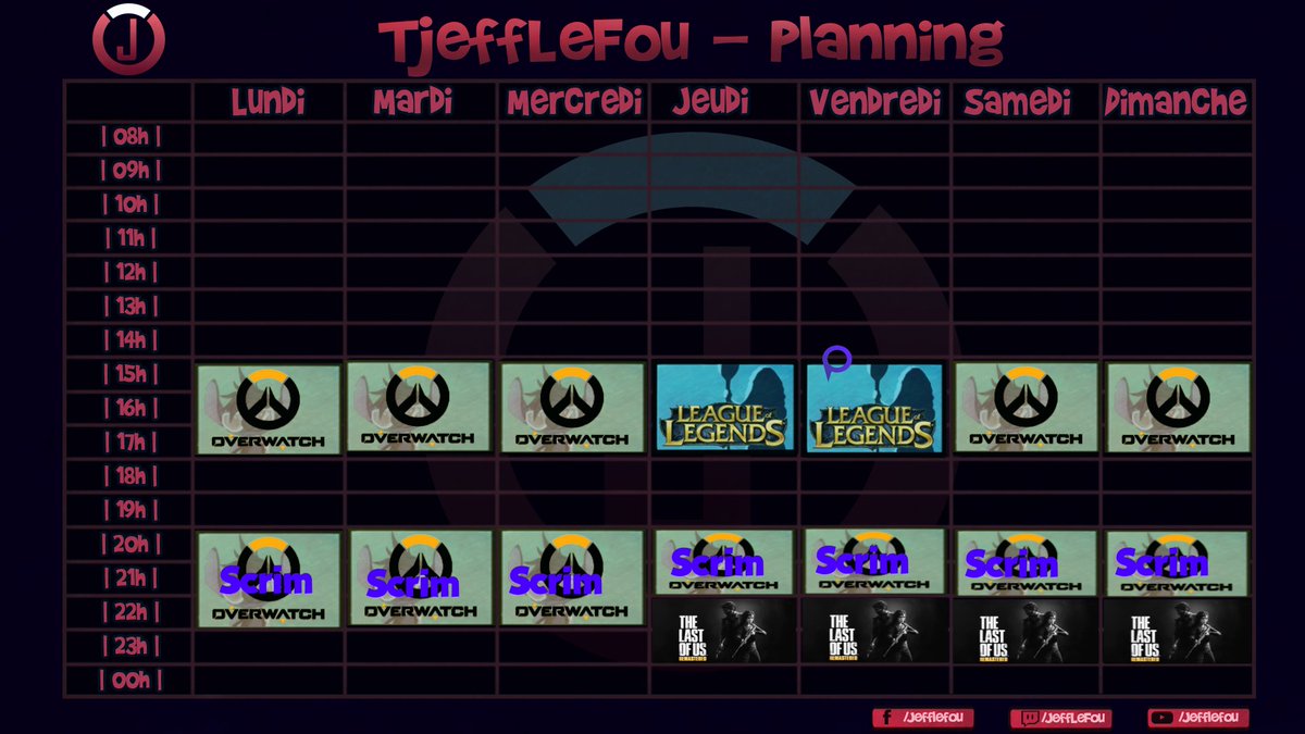 On fait du ow, et lol vendredi avec <a href="/PlayerSity/">PlayerSity®</a> 
Et on ferra du lets plays last of us apres les scim fin de semaine