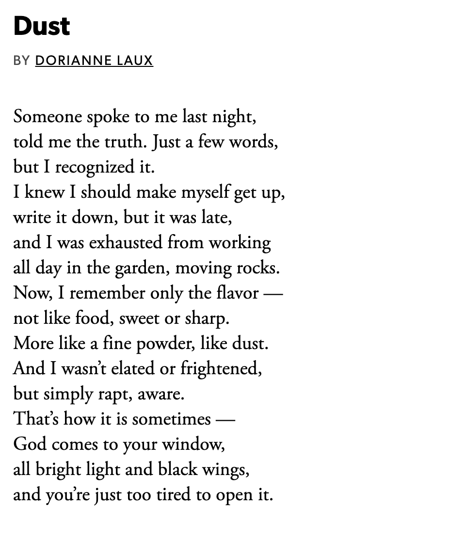 Dust by @doriannelaux -- this is how it is, sometimes. 
#NationalPoetryMonth