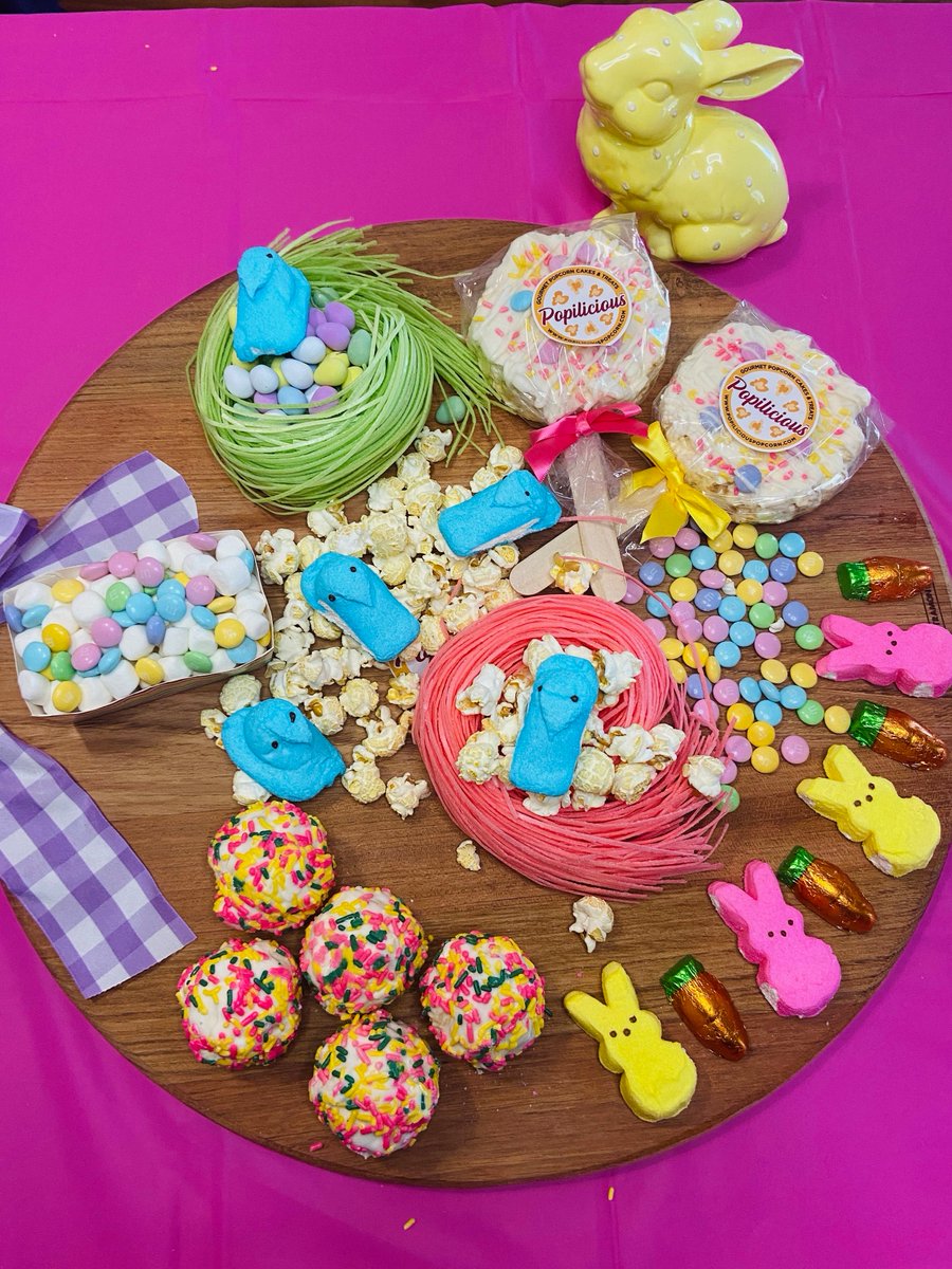 Happy Easter, friends! Check out our Easter inspired, Popilicious Popcorn candy board! #Popilicious #popcornlover #charcuterieboard #HappyEaster #candyboard <a href="/PEEPSBrand/">peepsbrand</a>
