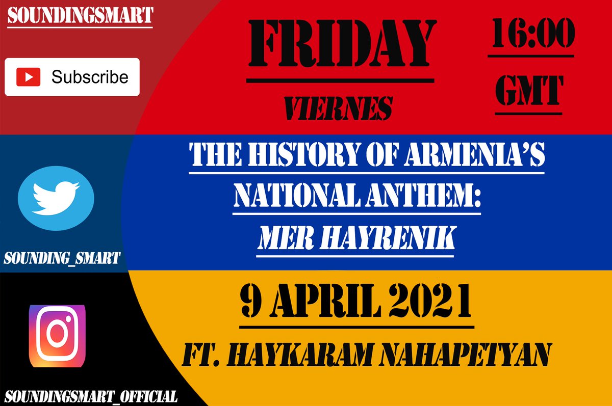 sounding_smart's tweet photo. Coming this Friday! Subscribe and follow now! #armenia #armeniaisstrong #merhayrenik #history #NationalAnthem #soundingsmart #UnitedNations #armenian #anthem #country #education https://t.co/QuxGyj9EBc