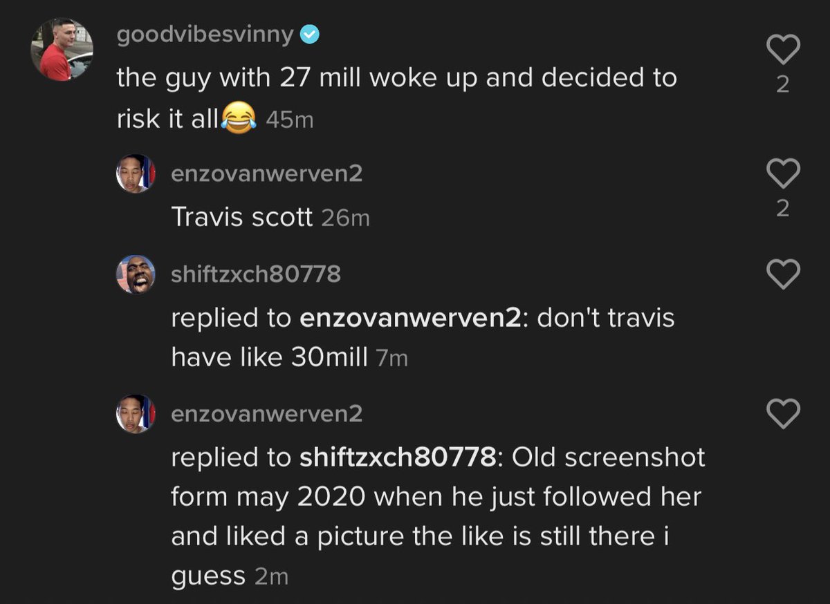 We go a 3rd one! Travis Scott! according to a lot of people he has been liking Iggys posts back in may of 2020! Stay tuned for more 