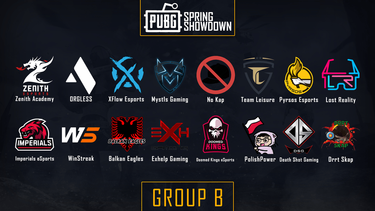Presenting the 32 teams that will participate in the PUBG Reddit #SpringShowdown!

The top 8 teams from each group will qualify for the Final!

👉 Learn more: redd.it/mduifl

#PRSS