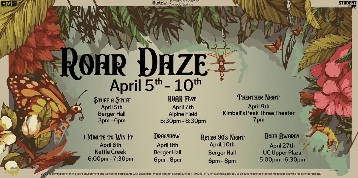 Roar Daze is back! We have a week full of events and activities!💐🦋