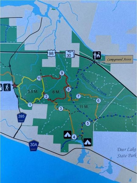 MISSING TEEN: Walton County Sheriff's officials say an autistic teen has gone missing near Deer Lake State Park. Alex Sensing was hiking with family. He is a white male, 6'1, with dark hair. Last seen around #2 on the map.